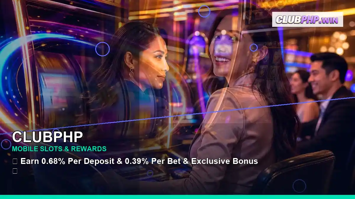 CLUBPHP night online slot games featuring an adult Filipina casino host with a left-diagonal composition